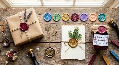 Bonus 3: 15 creative wax seal projects spread on rustic table