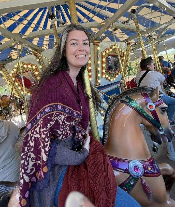 Jenna at her wax sealing workspace