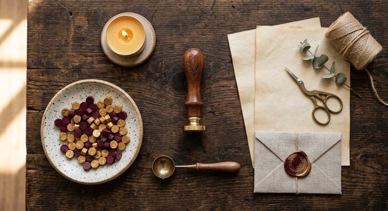 Module 1: Beautiful wax seal starter kit flat lay on rustic wood